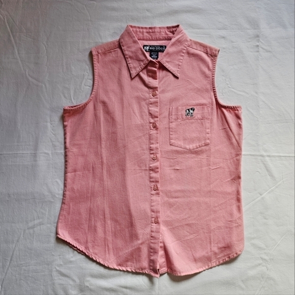 Big Dogs Vintage momcore cotton barbiecore embroidery button-down vest Size M - Picture 1 of 5